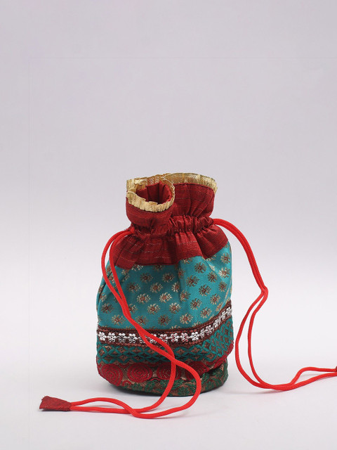 Exotic India Embroidered Brocaded Sequinned Potli Bag