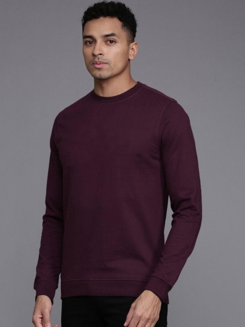 Mast & Harbour Men Solid Cotton Fleece Anti Odour Sweatshirt