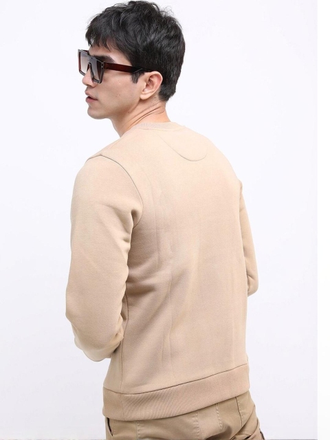 Mast & Harbour Men Solid Cotton Fleece Anti Odour Sweatshirt - Image 6