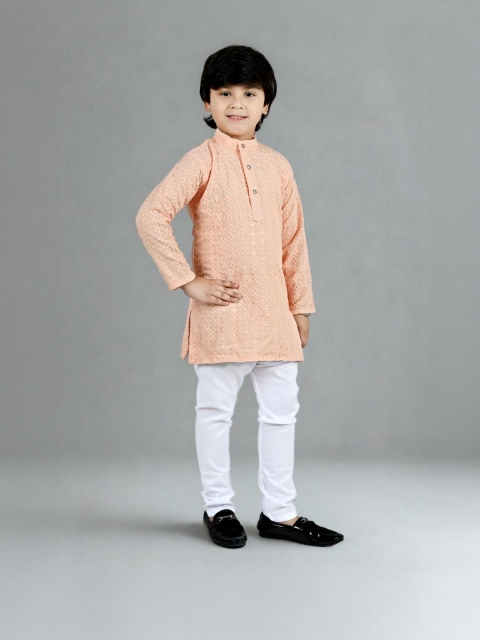 Sangria Boys Embroidered Chikankari Straight Kurta Set - Image 4
