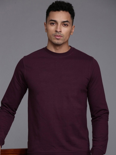 Mast & Harbour Men Solid Cotton Fleece Anti Odour Sweatshirt - Image 3