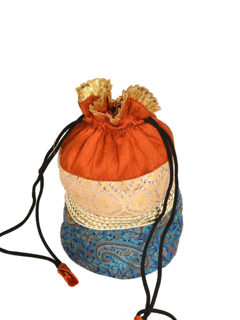 Exotic India Embroidered Silk Potli Clutch