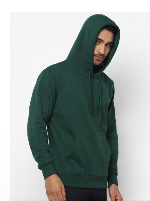 Mast & Harbour Men Solid Cotton Fleece Hooded Sweatshirt