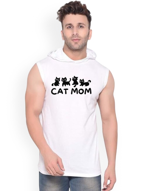 FABSTIEVE Men Graphic Printed Cotton Hooded Gym-Vest