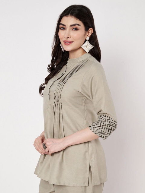 9rasa Women Mandarin Collar Pleated Kurti - Image 4