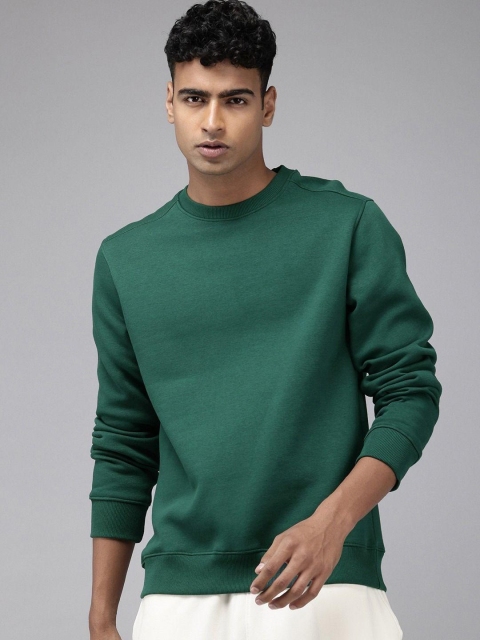 Mast & Harbour Men Solid Cotton Fleece Anti Odour Sweatshirt