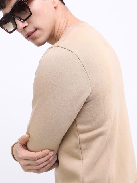 Mast & Harbour Men Solid Cotton Fleece Anti Odour Sweatshirt - Image 4