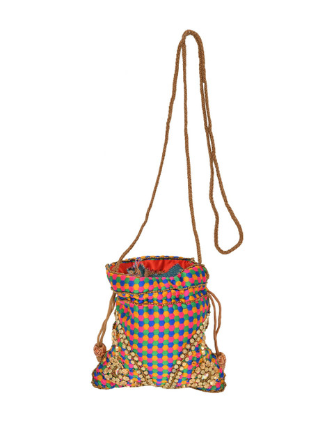 Exotic India Embroidered Beads Potli Clutch