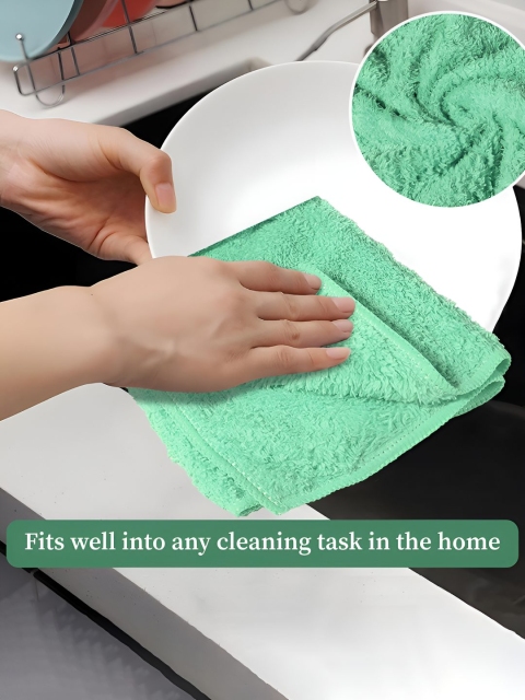 Aura Green 3 Pieces Microfiber Cleaning Towels - Image 7