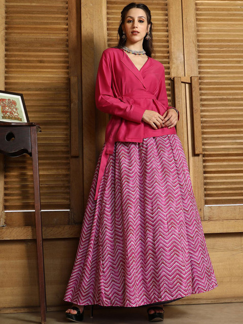 QISSA Chevron Printed Ready to Wear Lehenga With Blouse