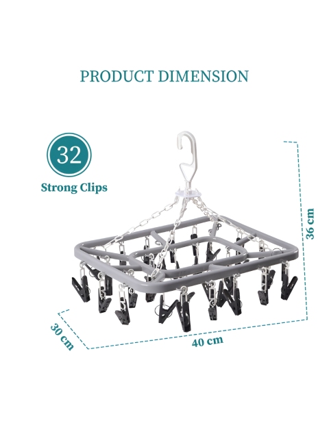 Myntra Elegant Homes Grey 32 Clips Flying 360 Rotating Cloth Hanger - Image 7