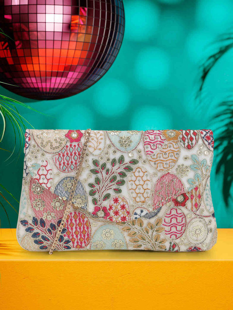 Mochi Embroidered Envelope Clutch