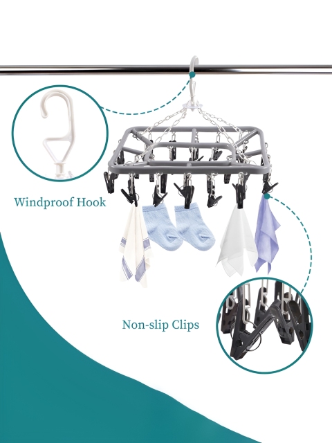 Myntra Elegant Homes Grey 32 Clips Flying 360 Rotating Cloth Hanger - Image 6