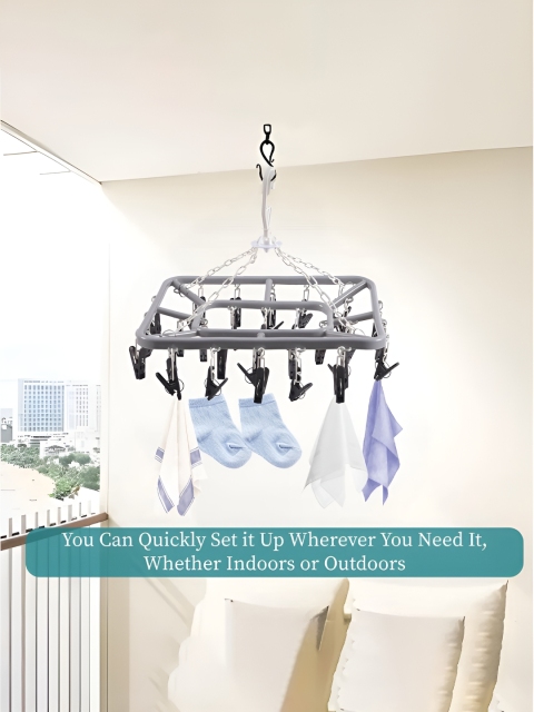 Myntra Elegant Homes Grey 32 Clips Flying 360 Rotating Cloth Hanger - Image 4