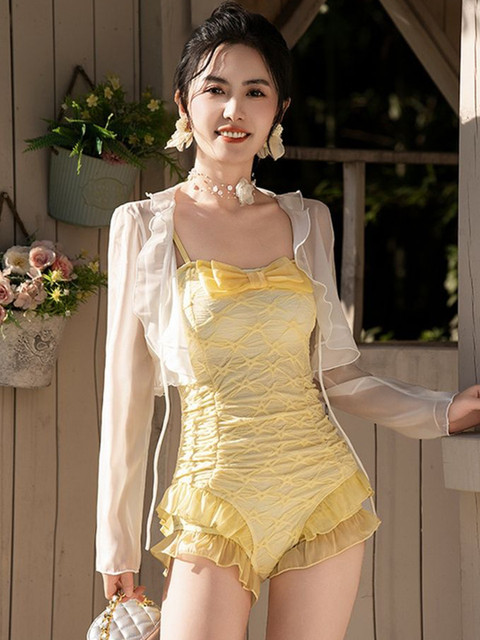 LULU & SKY Colourblocked Shoulder Straps Ruffled Bodysuit With Shrug