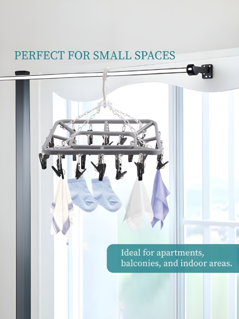 Myntra Elegant Homes Grey 32 Clips Flying 360 Rotating Cloth Hanger - Image 5
