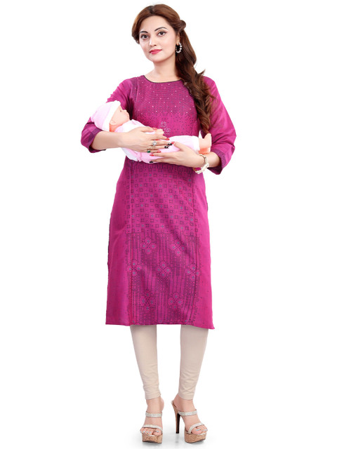B2F Manufacturing & Designing Kurti Geometric Printed Maternity A-Line Kurta