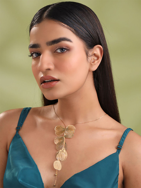 Yellow Chimes Gold-Plated Floral Petal Charm Chain