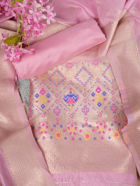 MUFFLY Printed Pure Silk Unstitched Dress Material