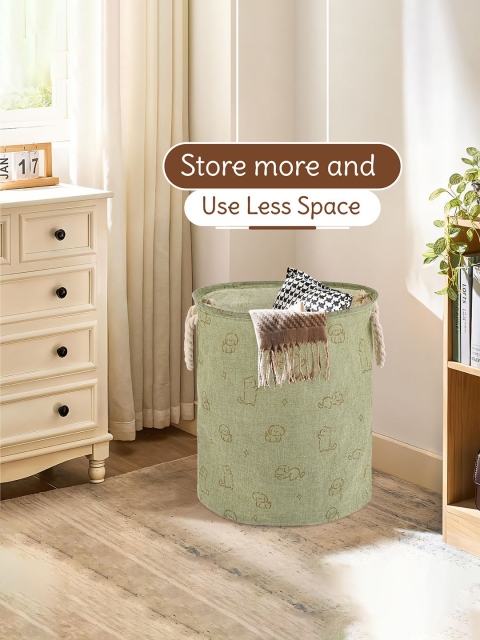 Aura Green Foldable Washing Clothes Laundry Basket - Image 3