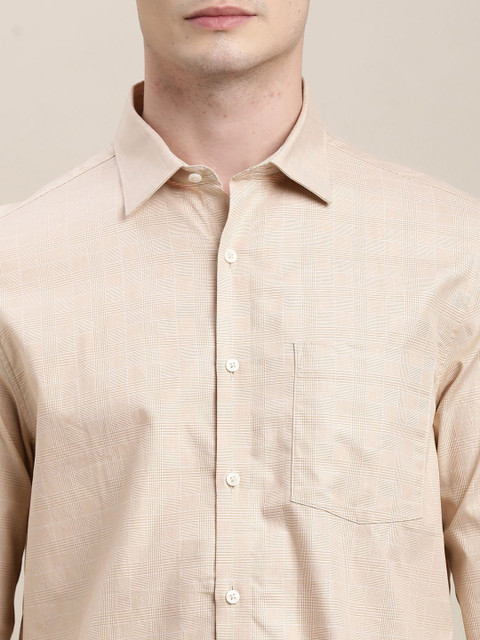 Turtle Men Standard Slim Fit Spread Collar Textured Cotton Formal Shirt - Image 3