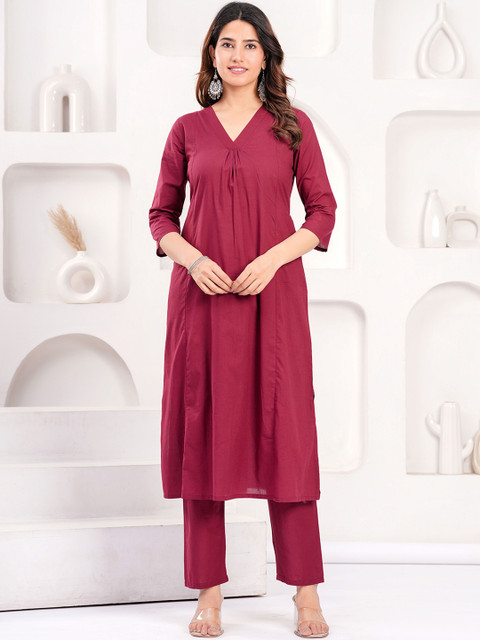 Nayo Solid Two Piece Cotton Co-ord Set