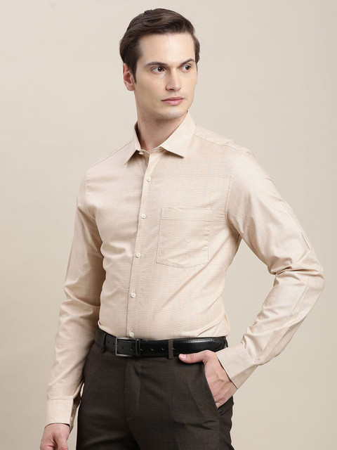 Turtle Men Standard Slim Fit Spread Collar Textured Cotton Formal Shirt - Image 4