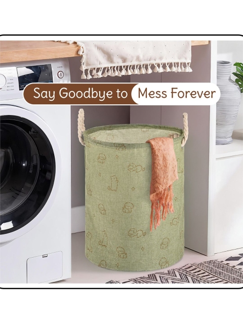 Aura Green Foldable Washing Clothes Laundry Basket - Image 4
