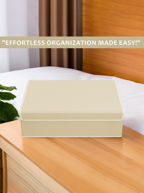 Aura Beige 2 Pcs Foldable Multicompartment Socks Organisers for Wardrobe Cloth Organisers - Image 3