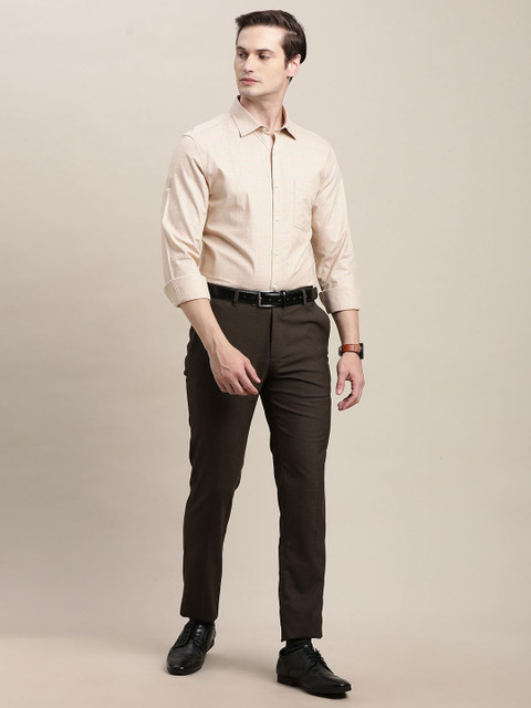 Turtle Men Standard Slim Fit Spread Collar Textured Cotton Formal Shirt - Image 6