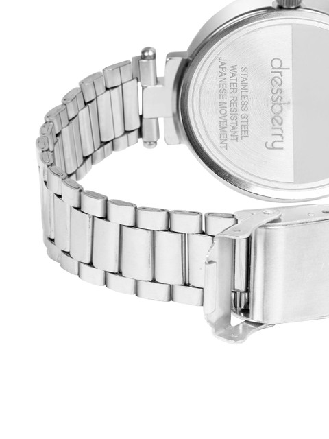 DressBerry Women Brass Embellished Dial & Stainless Steel Straps Analogue Watch DB-032-Black - Image 6