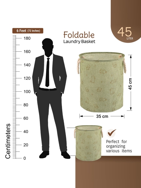 Aura Green Foldable Washing Clothes Laundry Basket - Image 7