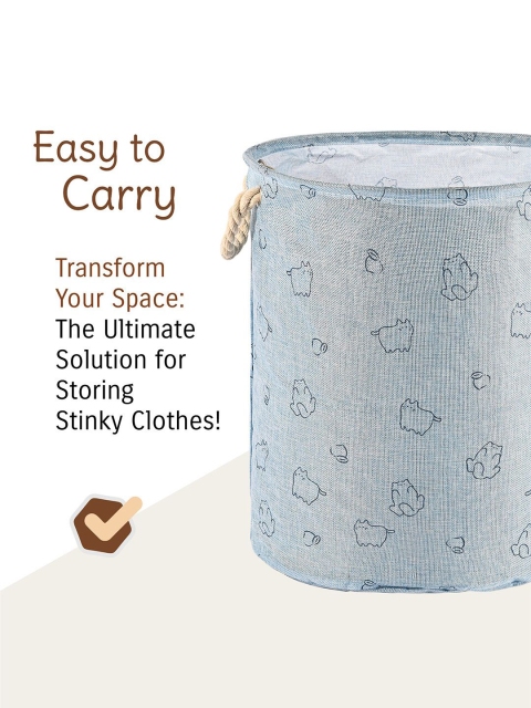 Aura Blue Foldable Washing Clothes Storage Baske Laundry Basket - Image 5