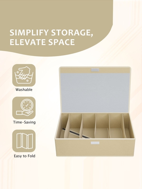 Aura Beige 2 Pcs Foldable Multicompartment Socks Organisers for Wardrobe Cloth Organisers - Image 4