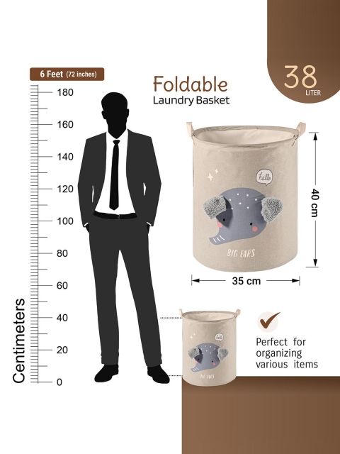 Aura Grey Foldable 38 Ltr Washing Clothes Laundry Bag with Handle - Image 7