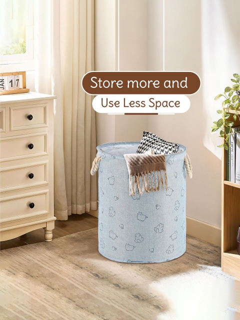 Aura Blue Foldable Washing Clothes Storage Baske Laundry Basket - Image 3