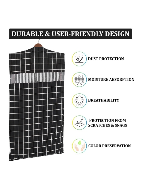 Kuber Industries Brown & Black 4 Pieces Printed Cotton Hanging Clothes Organisers - Image 7