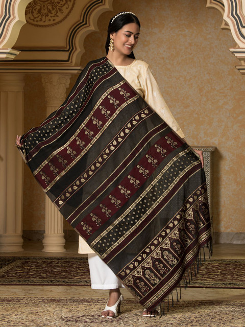 SAHASIKA Floral Woven Design Dupatta With Zari