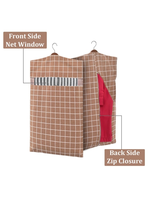 Kuber Industries Brown & Black 4 Pieces Printed Cotton Hanging Clothes Organisers - Image 2