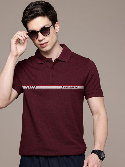 Moda Rapido Men Printed Polo Collar Pockets T-shirt