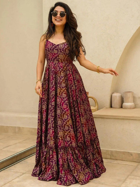 CORSICA Floral Printed Shoulder Straps Maxi Dress