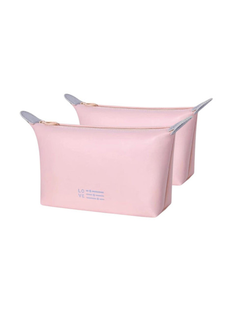 CRUSSET Set of 2 Unisex Solid Waterproof Vanity Pouch Travel Accessory