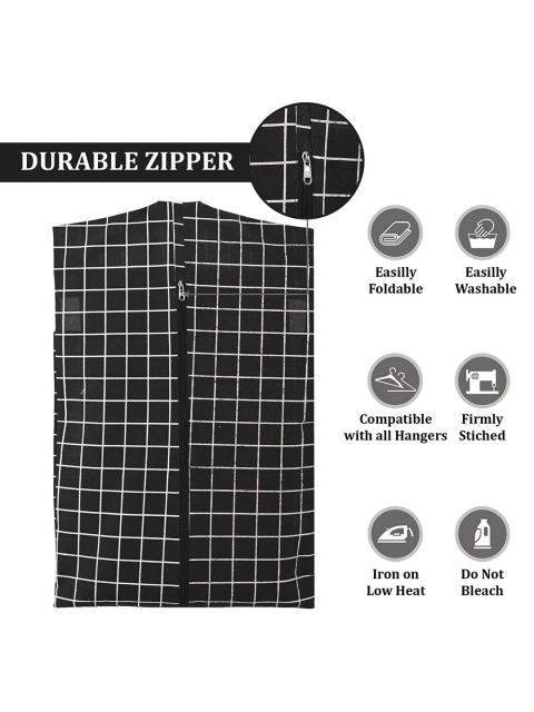 Kuber Industries Brown & Black 4 Pieces Printed Cotton Hanging Clothes Organisers - Image 4