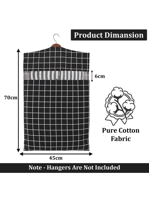 Kuber Industries Brown & Black 4 Pieces Printed Cotton Hanging Clothes Organisers - Image 3