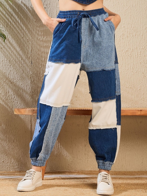 StyleStone Women Colourblocked Smart Joggers Trousers