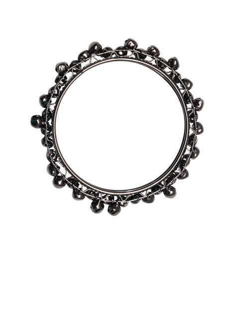 Sangria Set Of 4 Black Silver Ghungroo Bangles - Image 3