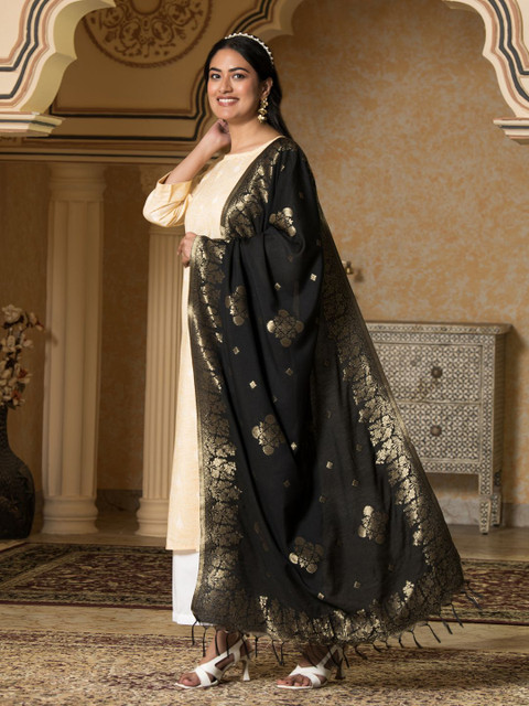 SAHASIKA Floral Woven Design Dupatta With Zari