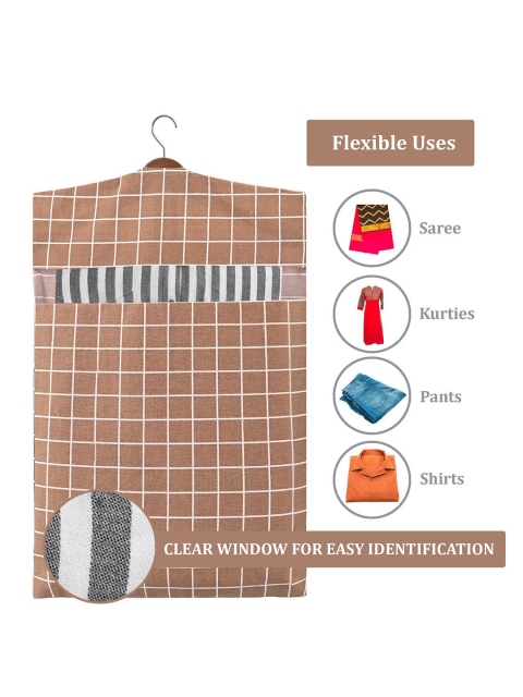 Kuber Industries Brown & Black 4 Pieces Printed Cotton Hanging Clothes Organisers - Image 5
