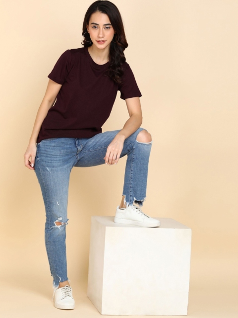 Adyavastram Women Pack of 2 Solid Round Neck Cotton T-shirts - Image 6