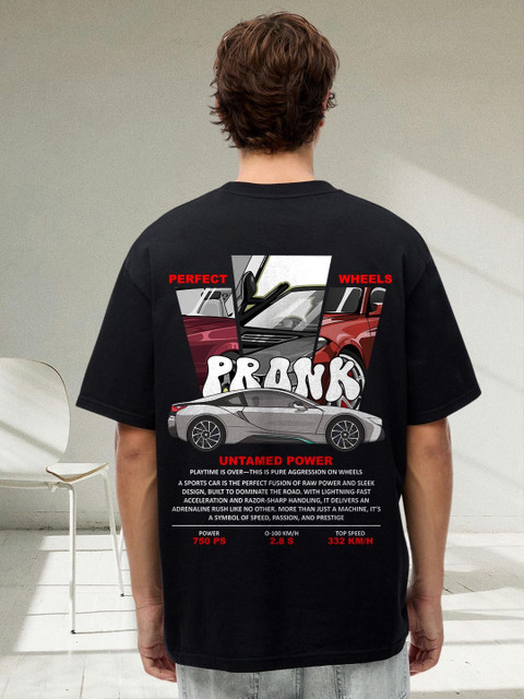 PRONK Men Graphic Printed Oversized Cotton T-shirt